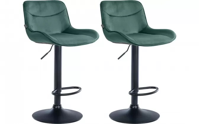 2x Hoker barowy VON siedzisko ZIELONE zamszowe / noga czarna