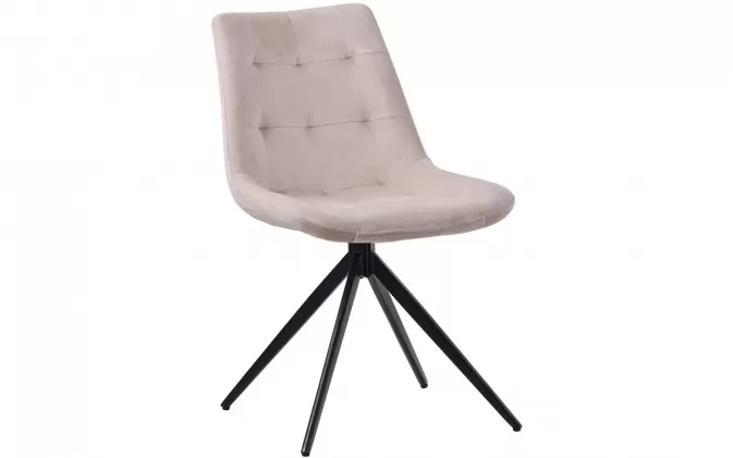 Kremowe krzesło do jadalni obrotowe MERN tapicerka pikowana welurowa