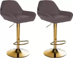 2x Hoker barowy BRE noga ZŁOTA siedzisko materiałowe BRĄZOWE materiał