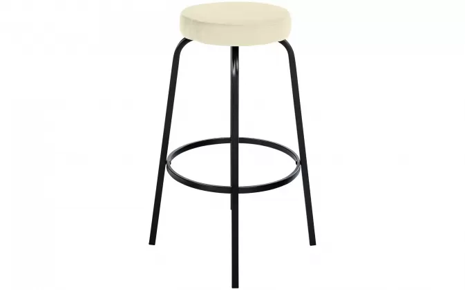 KREMOWY Stołek barowy KAM siedzisko tapicekra welurowa / nogi czarne
