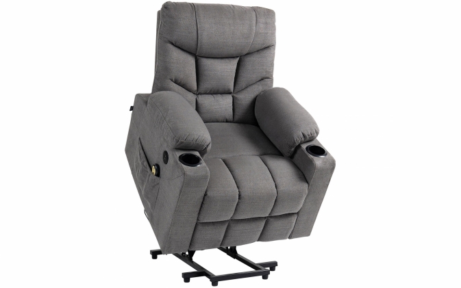 Szary fotel relaksacyjny ANDOVER podnoszony Materiał