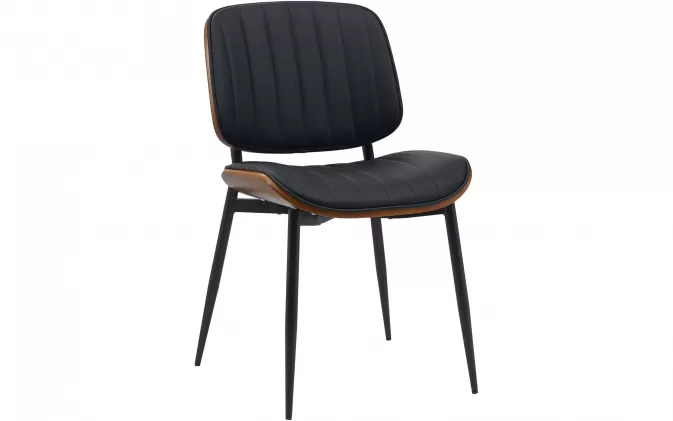 Krzesło do jadalni konferencyjne TIFFi siedzenie gięte drewno orzech / siedzisko ekoskóra czarna / nogi czarne