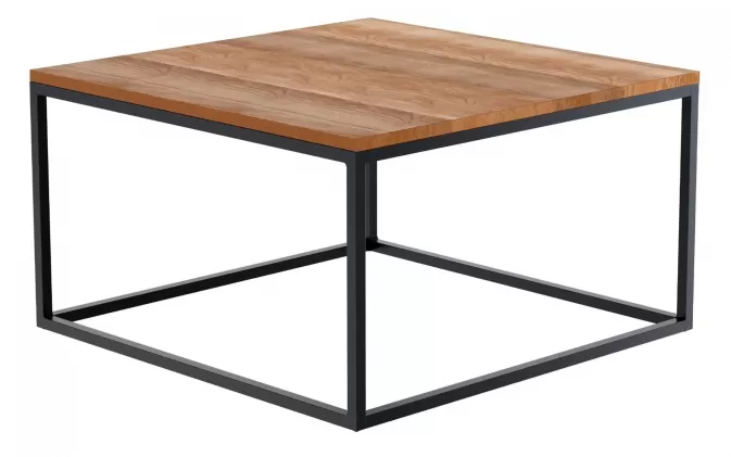 Stolik kawowy so salonu w stylu loft MANTE 80x80x45 blat dębowy