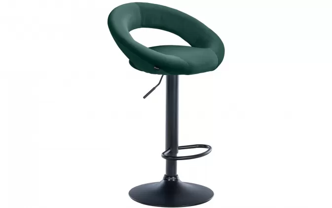 Zielony hoker barowy owalne welurowe siedzisko OLI / noga czarna