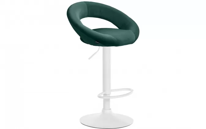 Zielony hoker barowy owalne welurowe siedzisko OLI / noga biała