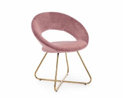 Różowy fotel VANITY Gold Pink – elegancki fotel wypoczynkowy z aksamitu i złotymi nogami