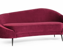 Bordowa Sofa SERAPHIN Bizzotto 2-osobowa – welurowa, nowoczesny design, drewno i stal
