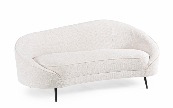 Biała sofa COSTANCE Bizzotto 3-osobowa – nowoczesna, elegancka, tapicerowana, stalowe nogi