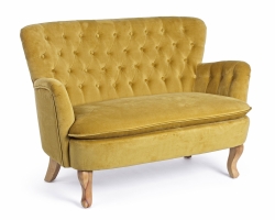 Sofa ORLINS 2-osobowa Bizzotto w kolorze musztardowym
