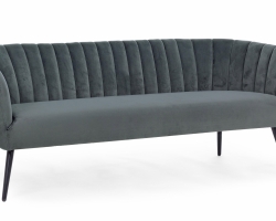Szara sofa AVRIL Bizzotto 3-osobowa do salonu – nowoczesna, welwetowa, elegancka