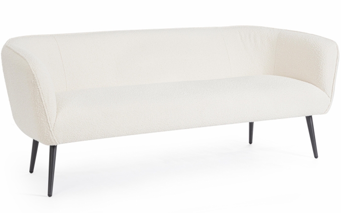 Biała sofa AVRIL White Bouclé Bizzotto 3-osobowa – nowoczesna, elegancka, welurowa