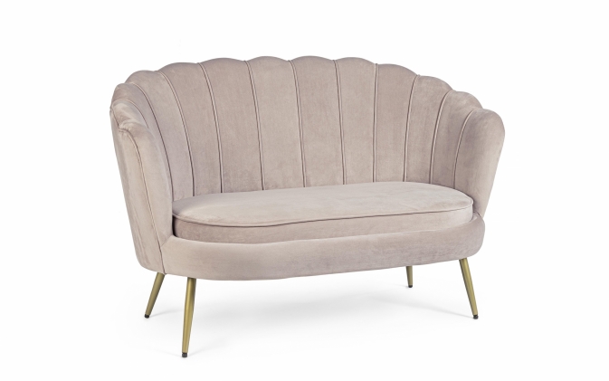 Sofa GILIOLA Light Grey Bizzotto 2-osobowa – nowoczesna, welwetowa