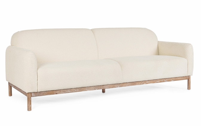 Kremowa sofa DETROIT Bizzotto 3-osobowa tapicerowana