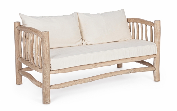 Sofa SAHEL Bizzotto – drewno tekowe, poduszki tapicerowane styl boho