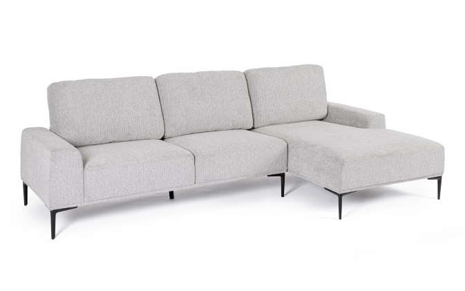 Jasnoszara Sofa WASHINGTON z szezlongiem Bizzotto – nowoczesny design tapicerowana