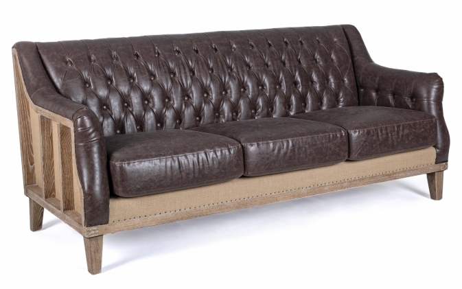 Sofa RAYMOND 3-os Bizzotto – elegancka tapicerka, drewno jesionowe, styl vintage
