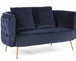 Granatowa sofa TENBURY 2-os Bizzotto – elegancka tapicerka, nogi ze stali nierdzewnej
