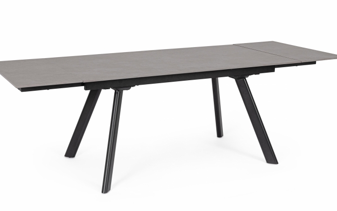 Stół JARKKO BLACK EXT Bizzotto – rozkładany gres, czarny, styl nowoczesny