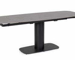 Czarny stół obiadowy rozkładany JEREMIAS EXT 140-200×80 cm – Bizzotto z efektem marmuru szarego