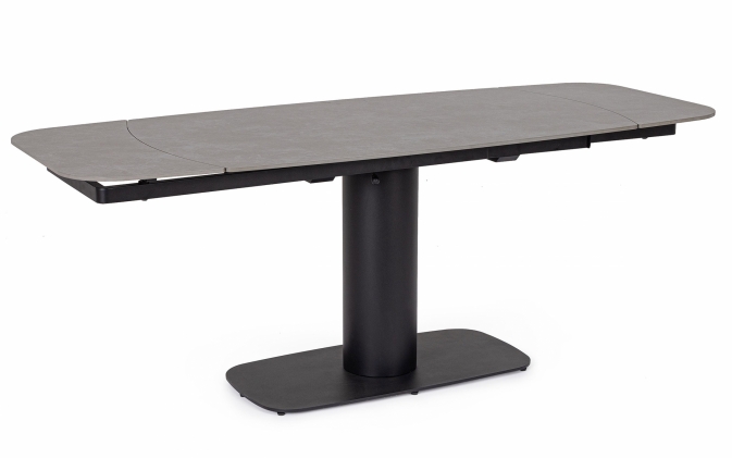 Czarny stół obiadowy rozkładany JEREMIAS EXT 140-200×80 cm – Bizzotto z efektem marmuru szarego