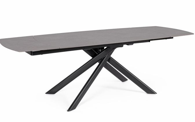Czarny stół rozkładany JOAKIM EXT 160-240×90 cm – Bizzotto | Stół z efektem marmuru szarego