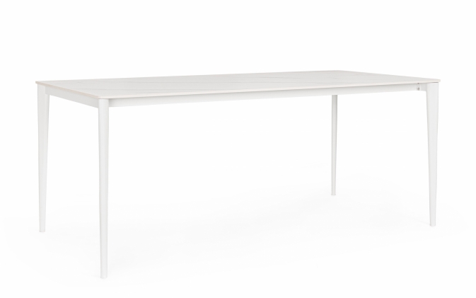 Biały stół obiadowy REIJA 180×90 cm – Bizzotto | Stół prostokątny z efektem marmuru
