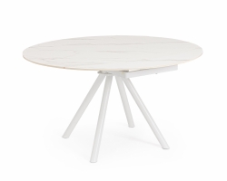 Biały stół obiadowy rozkładany RAUNI EXT Ø87-135×77/75 cm – Bizzotto | Stół okrągły czarny-szary marmur