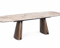 Stół rozkładany CILE EXT 180-220-260×100 – gres ceramiczny  Patagonia / nogi miedź
