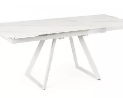 Biały nowoczesny stół rozkładany z blatem REETA ALU 120/180×90, białe nogi / biały blat 