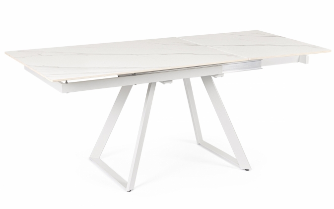 Biały nowoczesny stół rozkładany z blatem REETA ALU 120/180×90, białe nogi / biały blat