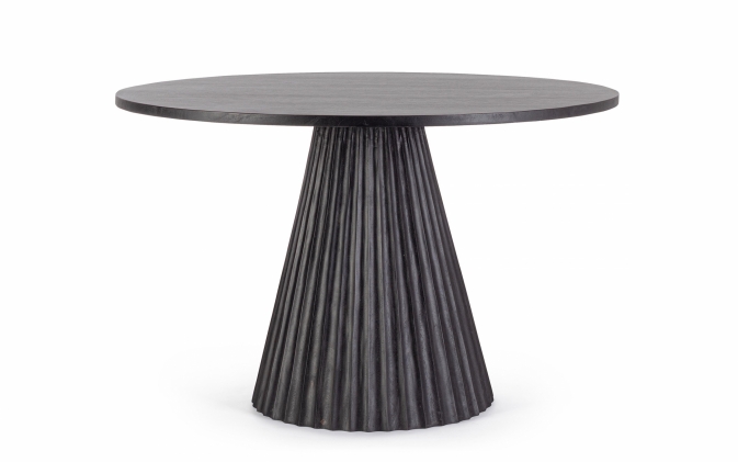 Czarny stylowy stół okrągły z litego mango ORISSA Ø120 do jadalni