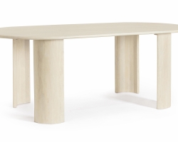 Jasnobeżowy stylowy stół owalny z mango ORLANDO Ø210×100,