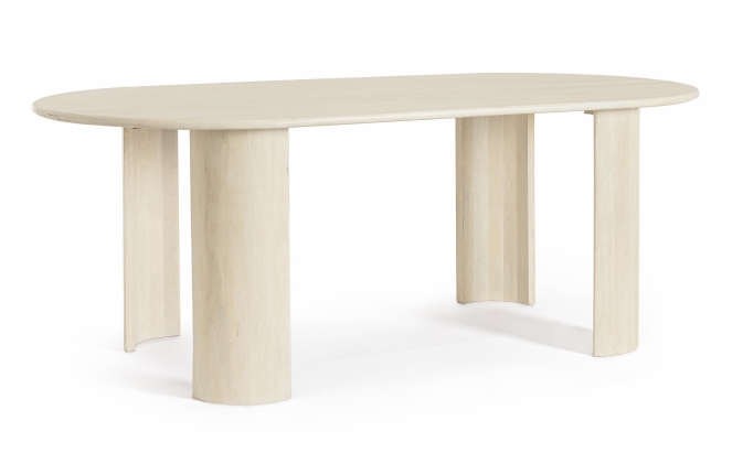 Jasnobeżowy stylowy stół owalny z mango ORLANDO Ø210×100,