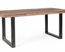 Rustykalny stół prostokątny z akacji i drewna z recyklingu NOTTINGHAM 180×90, stalowa podstawa