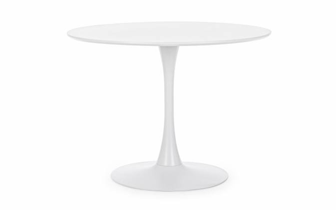 Nowoczesny stół okrągły BLOOM Ø100 z blatem białym / noga biała