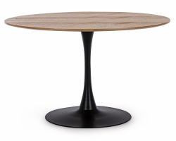 Czarny stół okrągły BLOOM Ø120 z blatem MDF w wersji czarnej nogi / blat fornir dąb