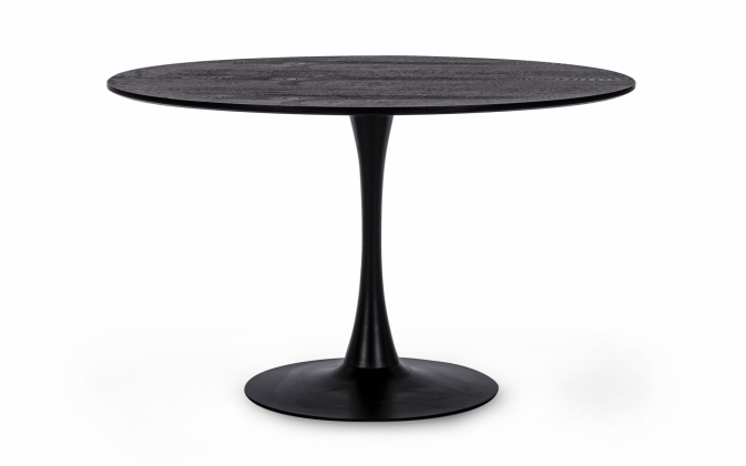 Czarny stół okrągły BLOOM Ø120 z blatem MDF w wersji czarnej
