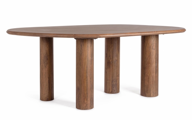 Brązowy stół jadalniany SANAT 200×120 z drewna mango w naturalnym blat owalny