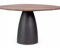 Stół STANLEY 140×120 z blatem mango o nieregularnym kształcie / podstawa czarna / blat drewno