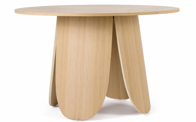 Elegancki stół okrągły JORDYN Ø120 z blatem fornirowanym i nogami ze sklejki