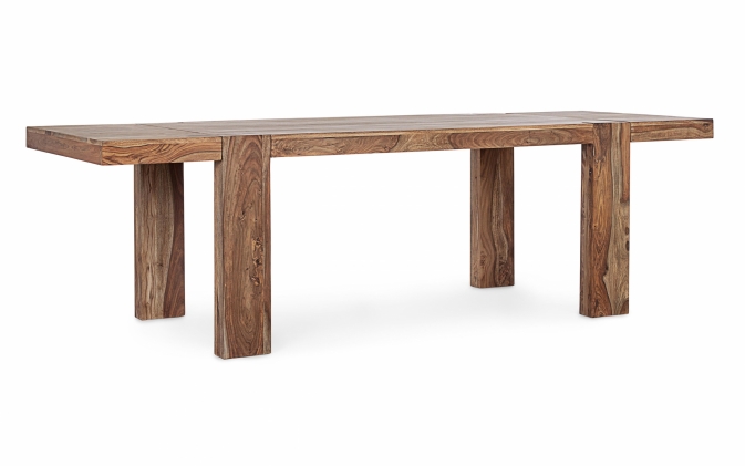 Drewniany stół rozkładany SUNDERLAND 175–265×90 z litego drewna sheesham w naturalnym wykończeniu