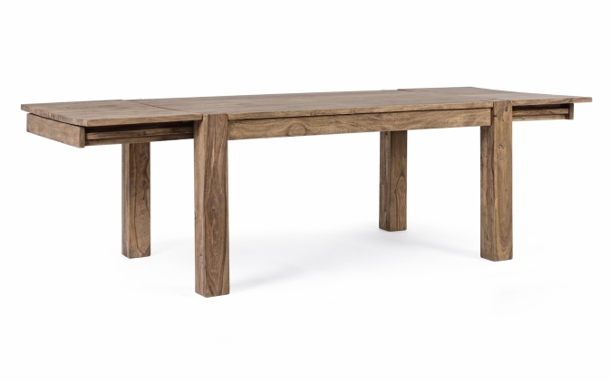 Elegancki stół rozkładany SALFORD 160–260×100 z litego drewna sheesham w naturalnym wykończeniu