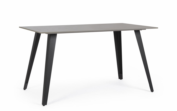 Stół ceramiczny ARJETA 140×80 z blatem gresowym SZARYM i nogami CZARNYMI