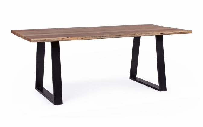 Stół ARTUR 200×95 z blatem z drewna akacjowego i czarnymi nogami