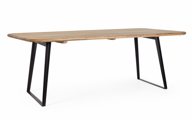 Stół NASHIK 200×100 z litego drewna mango / czarne stalowe nogi