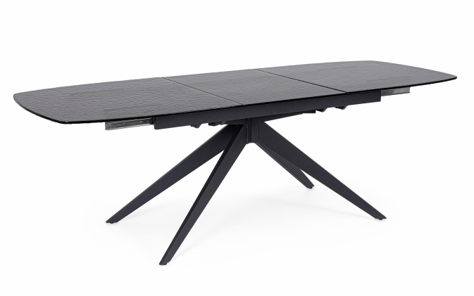 Nowoczesny stół rozkładany AIRA EXT 160–240×90 z hartowanym szklanym blatem i stalową podstawą