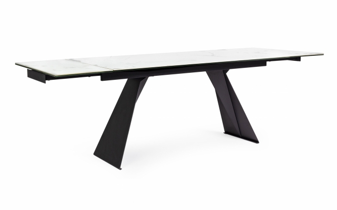 Nowoczesny stół BLAZAR EXT 160–240×90 z ceramicznym blatem i stalową podstawą