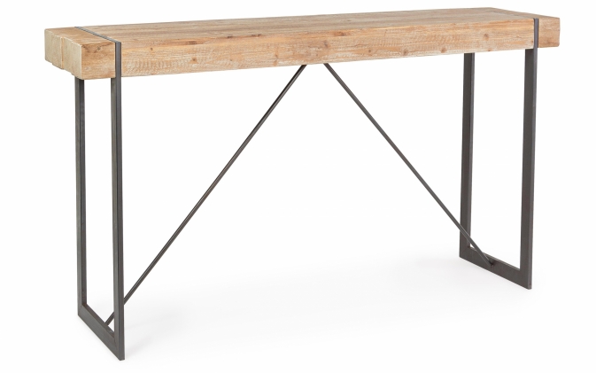 Stół barowy GARRETT 200×50 z metalową ramą i blatem z drewna jodłowego