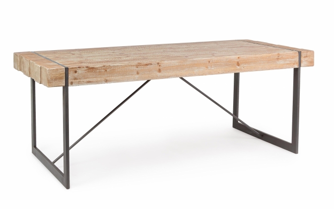 Stół GARRETT 200×90 z drewnianym blatem jodłowym i stalową ramą w stylu loftowym