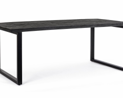 Czarny stół HASTINGS 200×100 z blatem mango i stalową podstawą